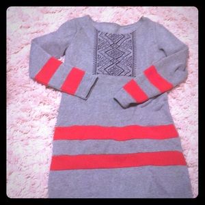 Grey Long dress with red stripes